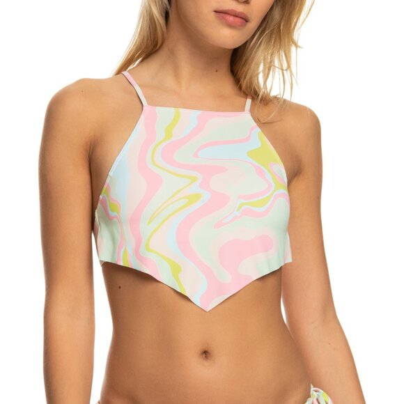 ROXY Women's Tropics Hype Crop Bikini Top In Ambroisia Swirl Swim - Picture 2 of 10